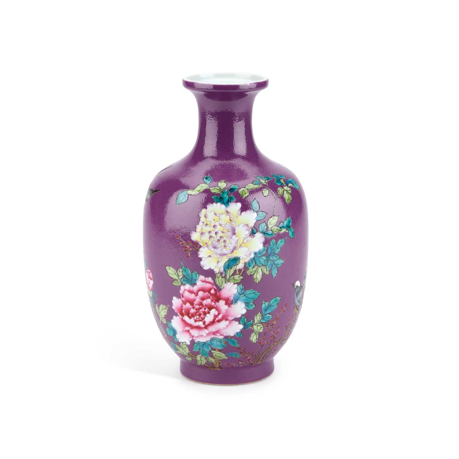 Lot 170 - A CHINESE PURPLE-GROUND VASE