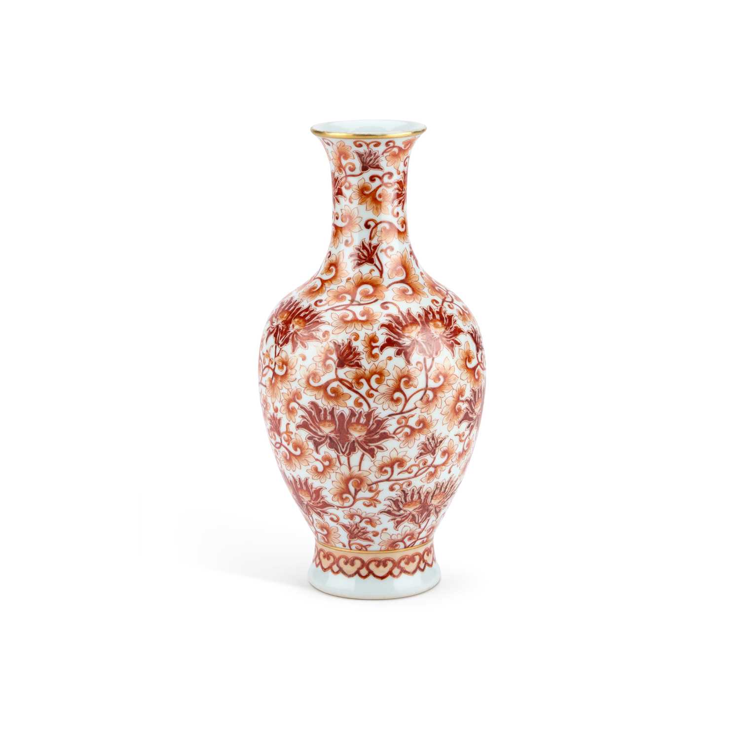 Lot 144 - A CHINESE PORCELAIN IRON-RED DECORATED VASE