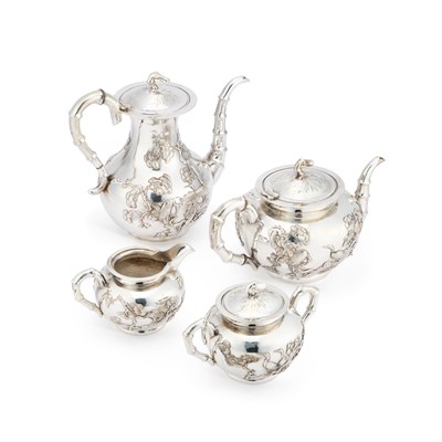 Lot 289 - A CHINESE SILVER FOUR-PIECE TEA SERVICE