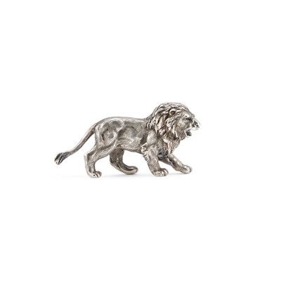 Lot 349 - AN ELIZABETH II CAST SILVER MODEL OF A LION