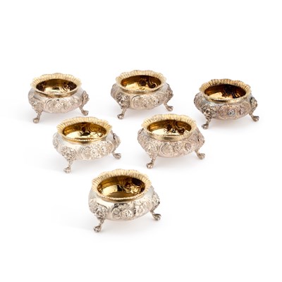 Lot 192 - A SET OF SIX VICTORIAN SILVER SALTS