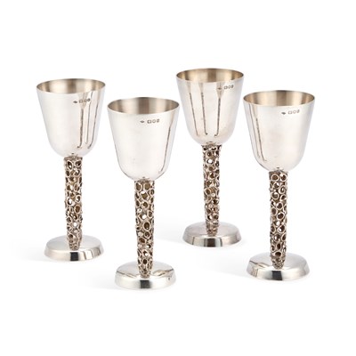 Lot 344 - A SET OF FOUR ELIZABETH II SILVER GOBLETS