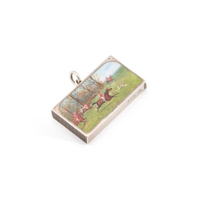 Lot 193 - A VICTORIAN SILVER AND ENAMEL VESTA CASE