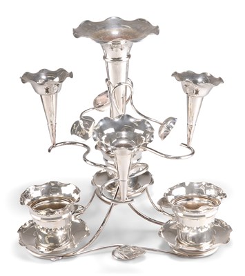 Lot 1003 - AN EDWARDIAN SILVER-PLATED EPERGNE