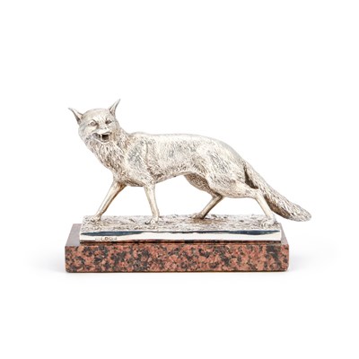 Lot 365 - A GEORGE V CAST SILVER MODEL OF A FOX