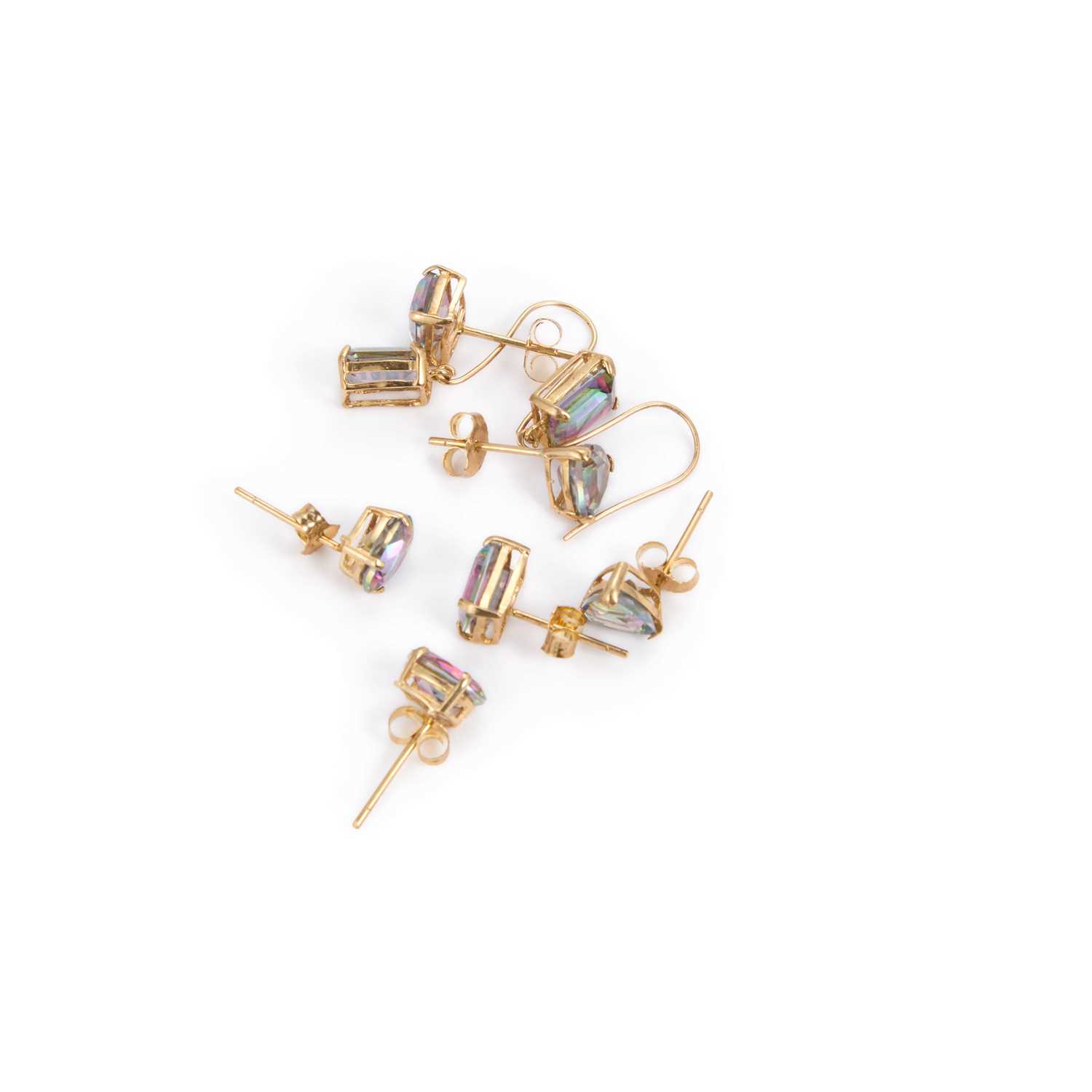 Lot 601 - FOUR PAIRS OF MYSTIC TOPAZ EARRINGS