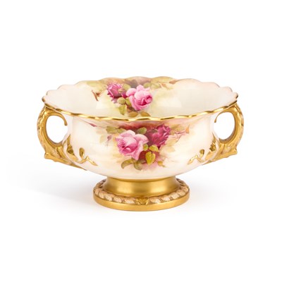 Lot 76 - A ROYAL WORCESTER TWIN-HANDLED BOWL