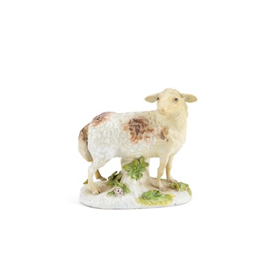 Lot 46 - A MEISSEN PORCELAIN MODEL OF A SHEEP