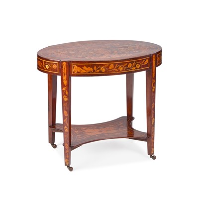 Lot 969 - A CONTINENTAL FLORAL MARQUETRY OCCASIONAL TABLE