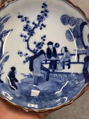 Lot 197 - A JAPANESE BLUE AND WHITE PORCELAIN CUP AND SAUCER