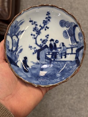 Lot 197 - A JAPANESE BLUE AND WHITE PORCELAIN CUP AND SAUCER