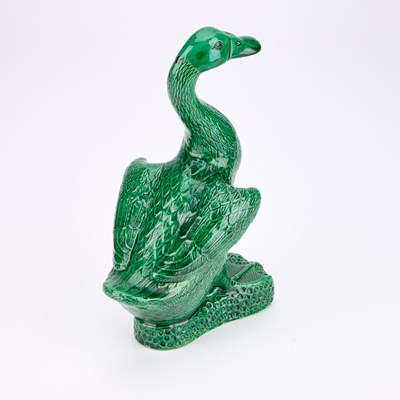 Lot 84 - A CHINESE GREEN-GLAZED MODEL OF A DUCK