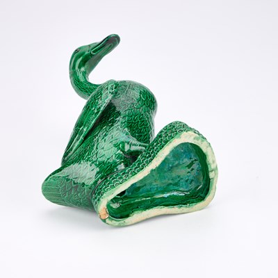Lot 84 - A CHINESE GREEN-GLAZED MODEL OF A DUCK
