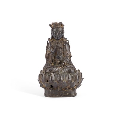 Lot 172 - A CHINESE BRONZE BUDDHA, MING DYNASTY