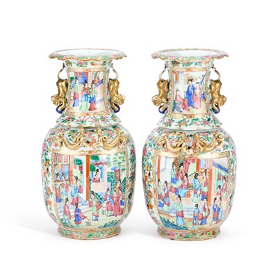 Lot 91 - A PAIR OF CHINESE FAMILLE ROSE VASES