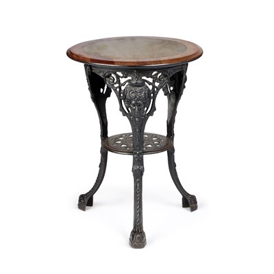 Lot 971 - A CAST IRON PUB TABLE