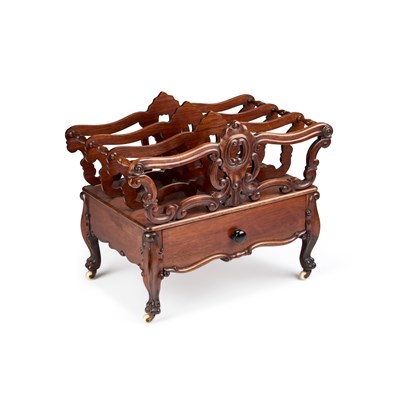 Lot 917 - A VICTORIAN ROSEWOOD CANTERBURY