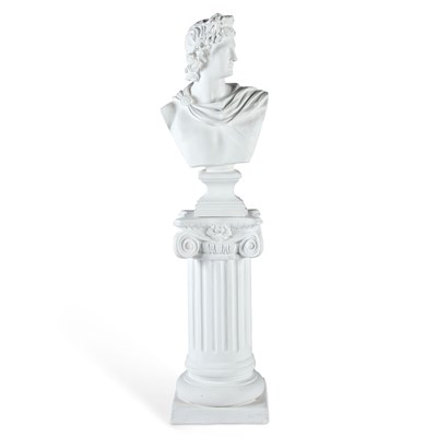 Lot 365 - A PLASTER BUST OF APOLLO ON A PEDESTAL