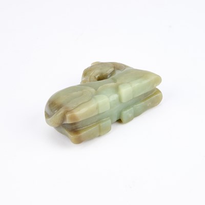 Lot 182 - A 19TH CENTURY CHINESE JADE CARVING OF A RECUMBENT HORSE