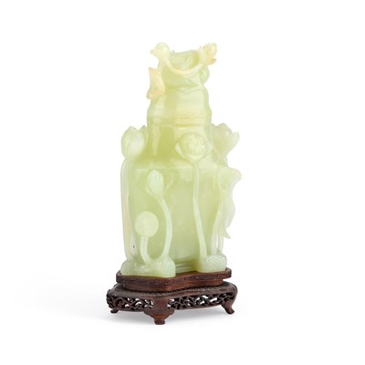 Lot 185 - A CHINESE JADE VASE AND COVER