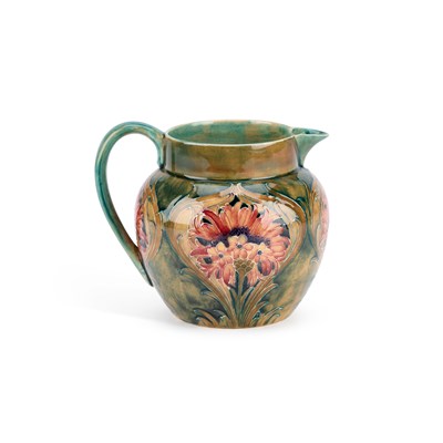 Lot 74 - WILLIAM MOORCROFT FOR JAMES MACINTYRE, A 'REVIVED CORNFLOWER' POTTERY JUG, CIRCA 1912