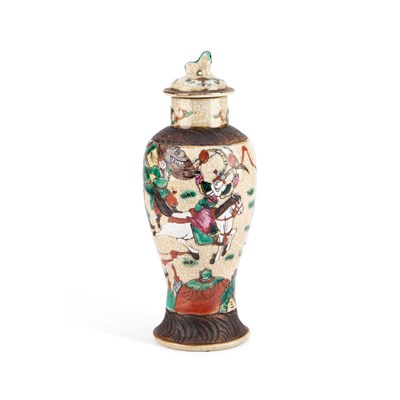 Lot 154 - A 19TH CENTURY CHINESE CRACKLEWARE VASE AND COVER