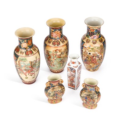 Lot 209 - A GROUP OF SIX JAPANESE VASES