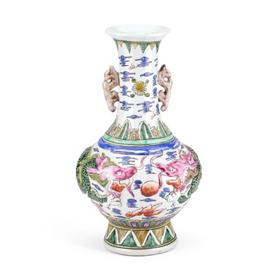 Lot 115 - A LARGE CHINESE FAMILLE ROSE MOULDED PORCELAIN VASE