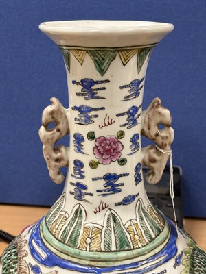 Lot 115 - A LARGE CHINESE FAMILLE ROSE MOULDED PORCELAIN VASE