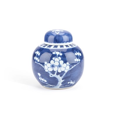 Lot 216 - A CHINESE BLUE AND WHITE PRUNUS GINGER JAR AND COVER