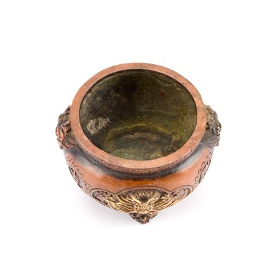 Lot 273 - A SMALL CHINESE PATINATED BRONZE CENSER