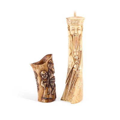 Lot 195 - TWO CHINESE BONE CARVINGS