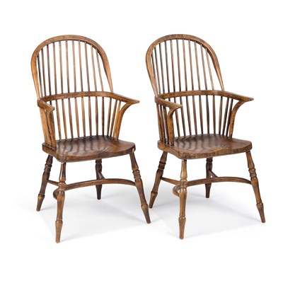 Lot 958 - A PAIR OF OAK AND ELM WINDSOR CHAIRS