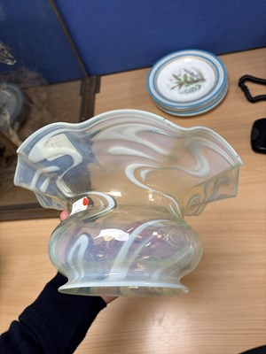 Lot 22 - A LARGE ART NOUVEAU VASELINE GLASS LIGHTSHADE