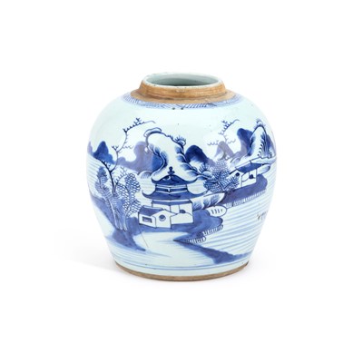 Lot 143 - A LARGE CHINESE BLUE AND WHITE PORCELAIN GINGER JAR