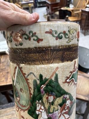 Lot 89 - A CHINESE CRACKLEWARE STICK STAND, LATE 19TH/ EARLY 20TH CENTURY