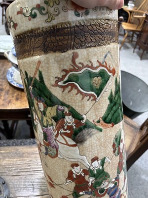 Lot 89 - A CHINESE CRACKLEWARE STICK STAND, LATE 19TH/ EARLY 20TH CENTURY