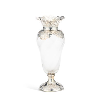 Lot 196 - A VICTORIAN SILVER-MOUNTED GLASS VASE