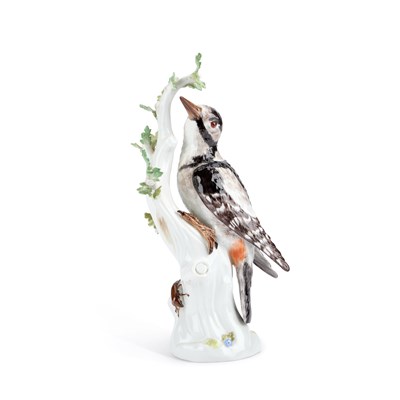 Lot 48 - A MEISSEN MODEL OF A SPOTTED WOODPECKER