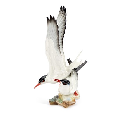 Lot 38 - GÜNTHER GRÄNGET FOR HUTSCHENREUTHER, A PORCELAIN MODEL OF ARCTIC TERNS