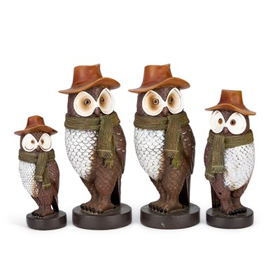 Lot 364 - A SET OF FOUR COMPOSITION NOVELTY MODELS OF OWLS