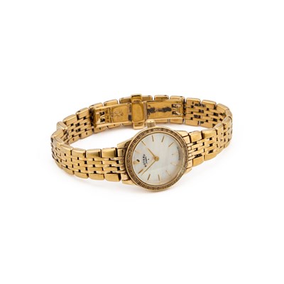 Lot 602 - A LADY'S GOLD PLATED ROTARY BRACELET WATCH