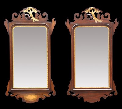 Lot 537 - TWO GEORGIAN STYLE FRETWORK MIRRORS