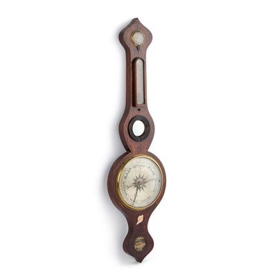 Lot 273 - A 19TH CENTURY ROSEWOOD ONION-TOP BAROMETER