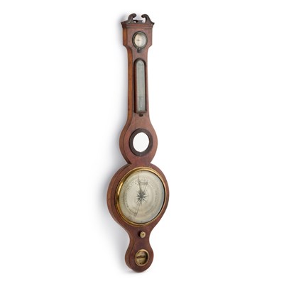 Lot 275 - AN EARLY 19TH CENTURY MAHOGANY BANJO BAROMETER