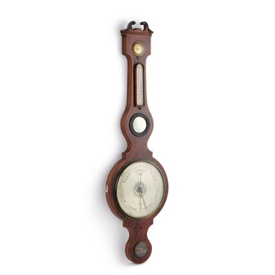 Lot 279 - AN EARLY 19TH CENTURY MAHOGANY BANJO BAROMETER