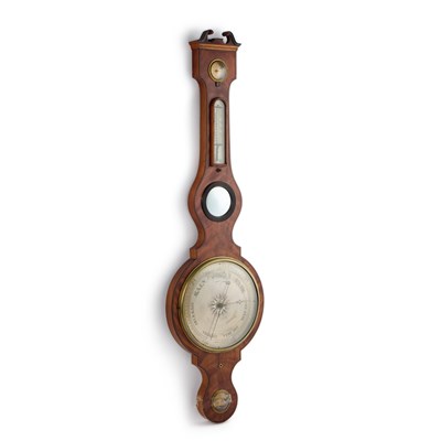 Lot 280 - AN EARLY 19TH CENTURY MAHOGANY BANJO BAROMETER