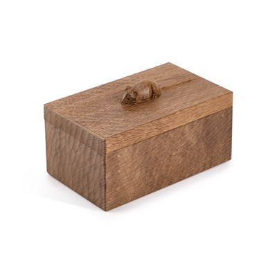 Lot 1161 - ROBERT THOMPSON OF KILBURN, A MOUSEMAN OAK TRINKET BOX