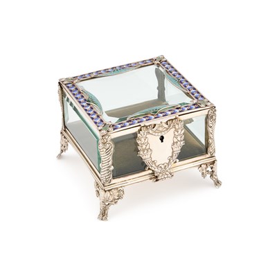 Lot 400 - A FINE ENAMEL AND GLASS CASKET