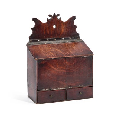 Lot 1146 - A GEORGE III OAK CANDLE BOX